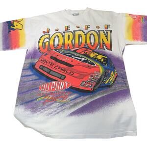 Vintage 1995 Jeff Gordon DuPont NASCAR AOP T-Shirt Large Life In The Fast Lane